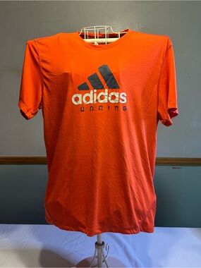 adidas Orange Short-Sleeve Running Tee with Black Logo